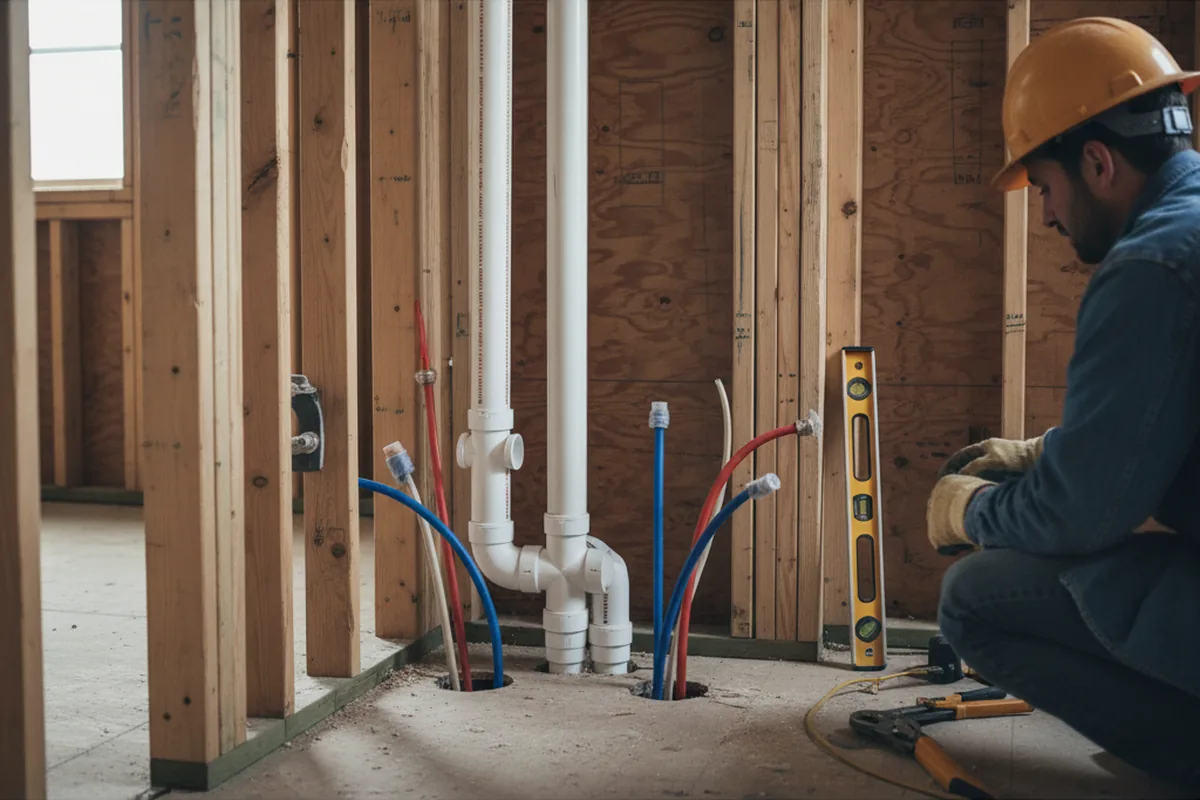 Drain and supply rough-in during Toilet Repair and Installation in Liberty Mills
